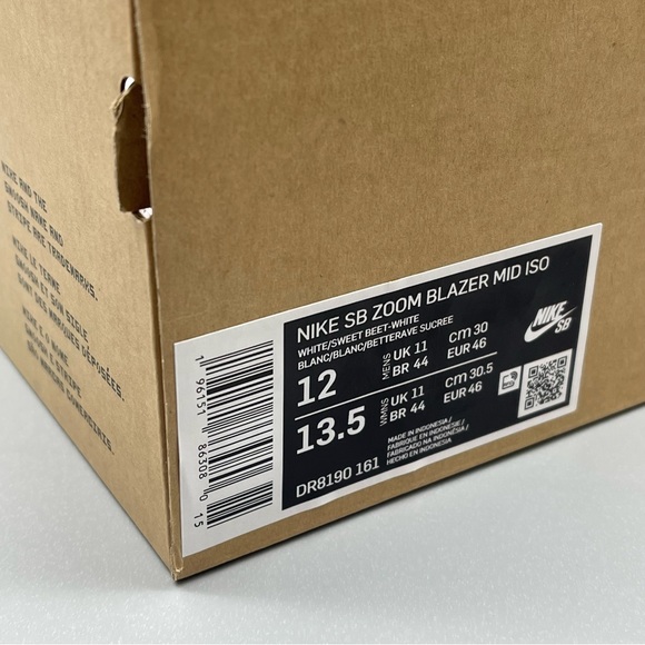 Mens Nike SB Zoom Blazer Mid ISO Size 12 White Sweet Beet Sneaker New - Picture 11 of 11